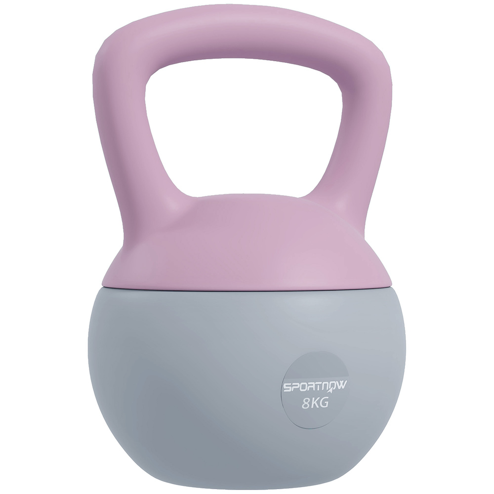 SPORTNOW 8KG Soft Kettlebell, Kettlebell with Non-Slip Handle for Home Gym, Weight Lifting, Strength Training, Purple/Grey