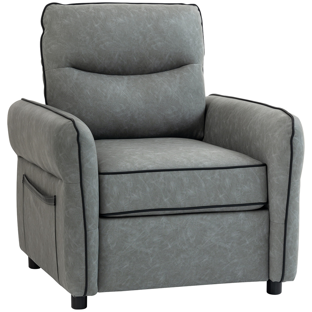 HOMCOM Accent Chair, Faux Leather Armchair - Grey