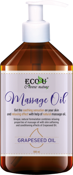 Eco U Relaxing Natural Massage Oil with Grape Seed Oil 500ml