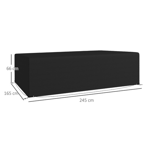 Outsunny Outdoor Garden Furniture Cover Waterproof, Anti-UV 600D Heavy Duty Oxford Fabric Patio Furniture Cover for Rectangular Sofa Table Set, Black, 245 x 165 x 66 cm
