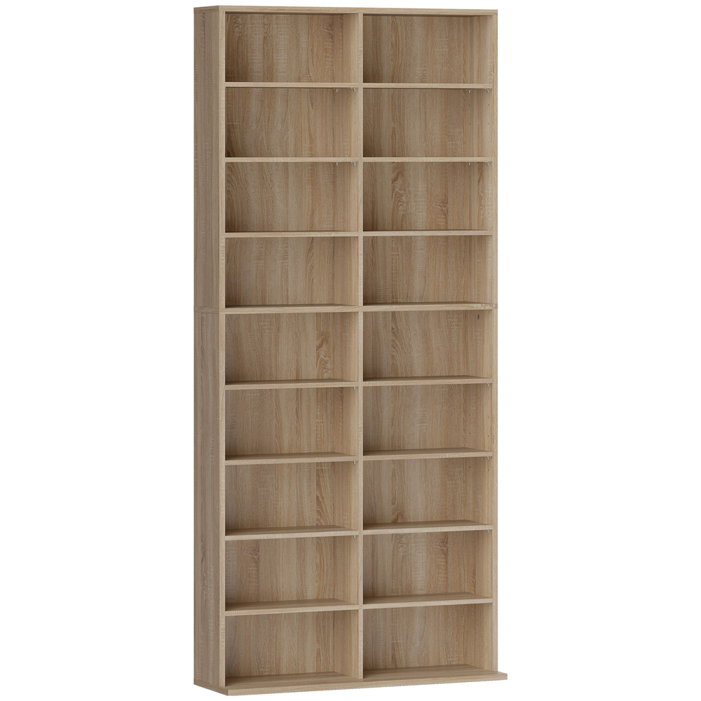 HOMCOM 640 CD Storage Tower - Nature Wood Finish
