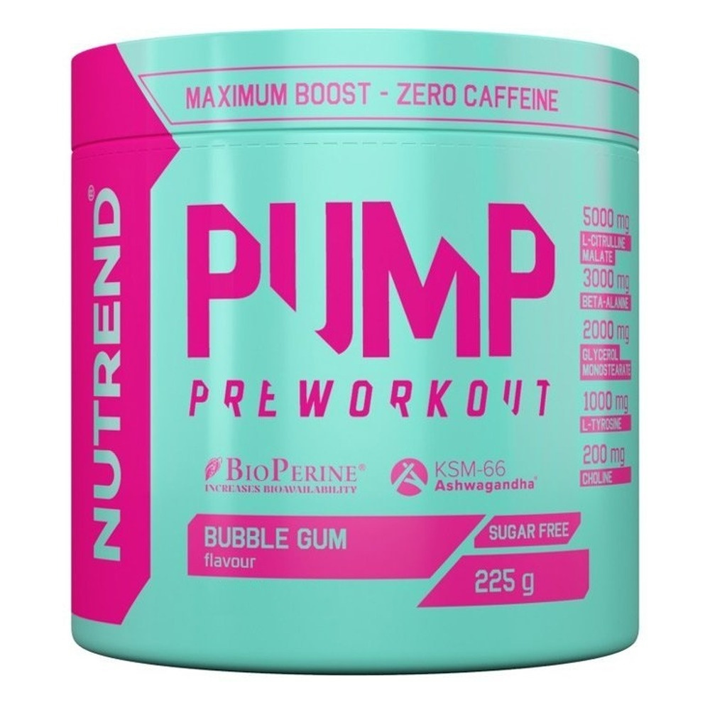 Nutrend Pump Pre-Workout for Muscle Pump and Performance Bubble Gum 225g