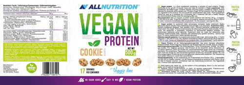 Allnutrition Vegan Protein Wysokobiałkowa Odżywka Ciasteczko 500g