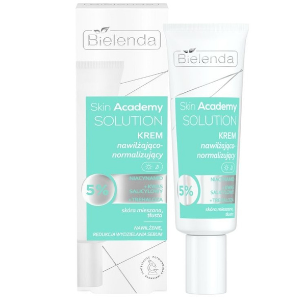 Bielenda Skin Academy Solution Moisturizing - Normalizing Cream 5% Niacinamide with Salicylic Acid and Trehalose for Oily and Combination Skin for Day and Night 50ml