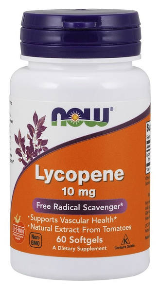 NOW Foods Lycopene 10mg for Vascular and Prostate Health 60 Softgels