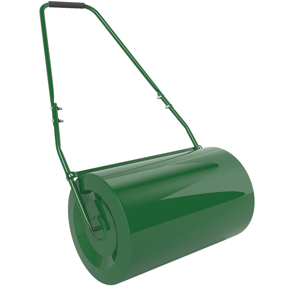 Outsunny 63 L Garden Lawn Roller with Water/Sand Filled Drum, Heavy Duty Steel Lawn Push Rolling Tool for Grass Seeding, Soil Levelling, Dark Green