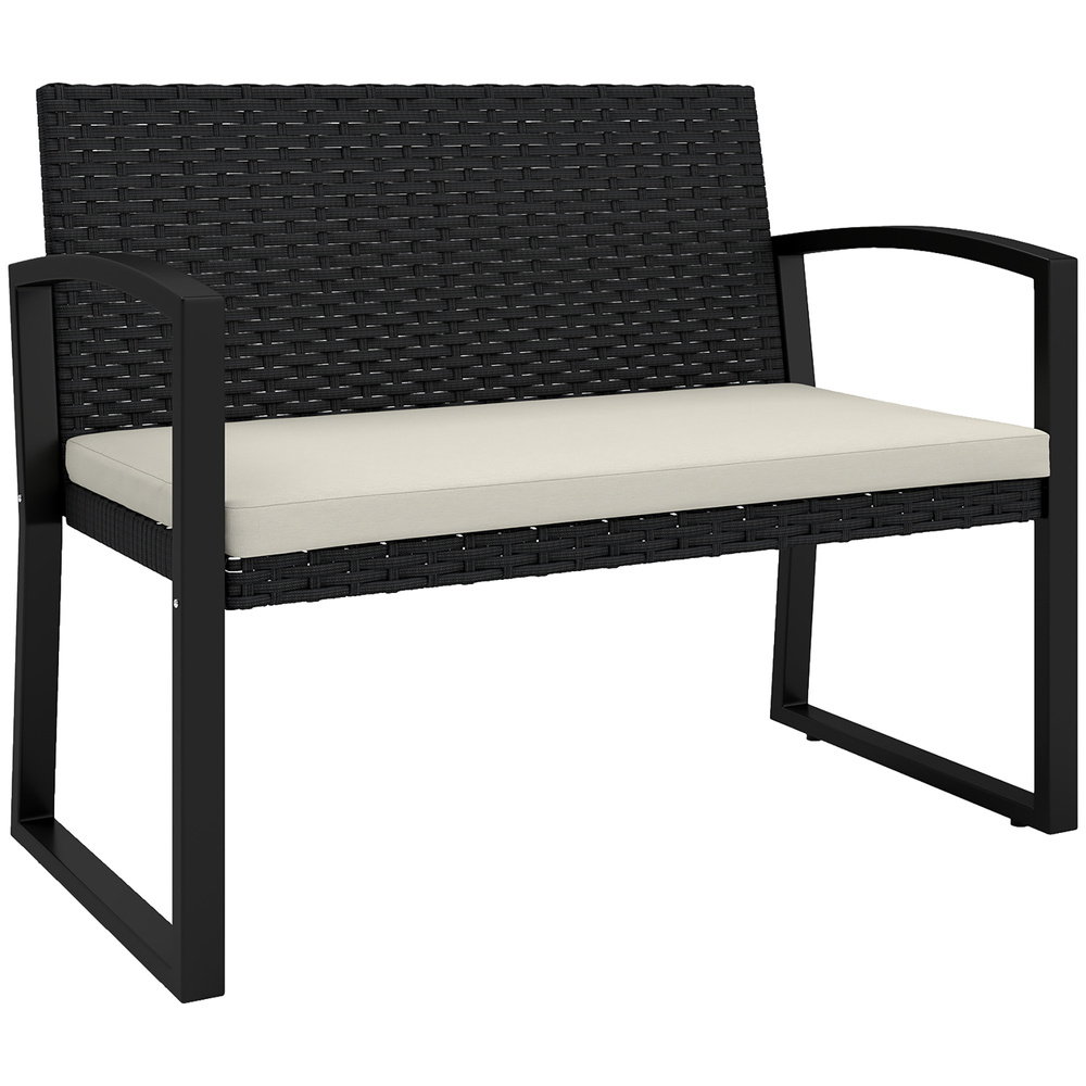 Outsunny Two-Seater Rattan Garden Bench - Beige