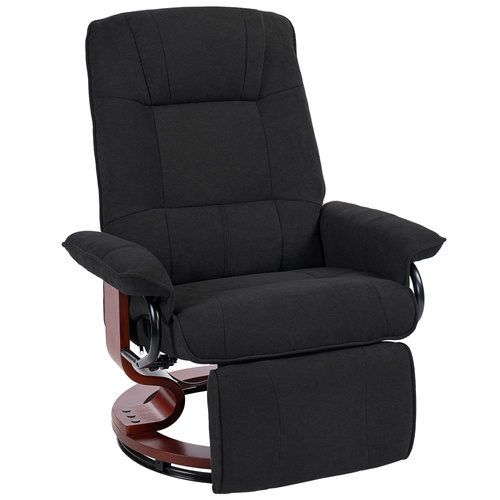 HOMCOM Reclining Swivel Chair, with Footrest - Black