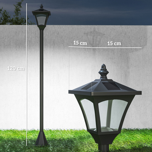 Outsunny 1.2m Solar Powered Outdoor Lamp Post - Black