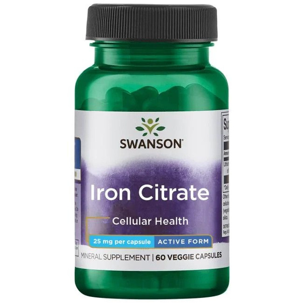 Swanson Iron Citrate 25mg 60 Kapsułek