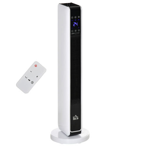 HOMCOM 1100W/2200W Space Heater with 65° Oscillation, Electric Heater with 2 Heat and Fan, 8-Hour Timer, Overheat & Tip Over Protection for Bedroom, 29 inch