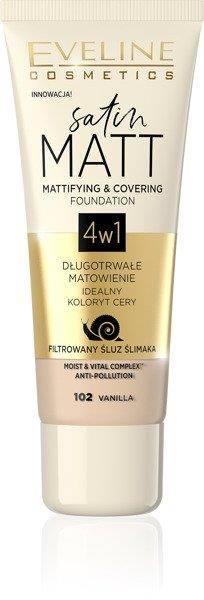 Eveline Satin Matt Matujący Podkład Kryjący 4w1 Satynowy Efekt Nr 102 Wanilia 30ml