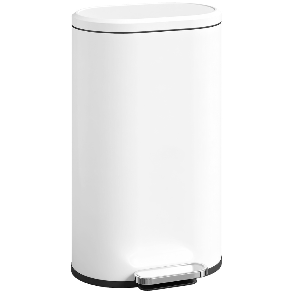 HOMCOM 30 L Modern Curved Kitchen Bin - White