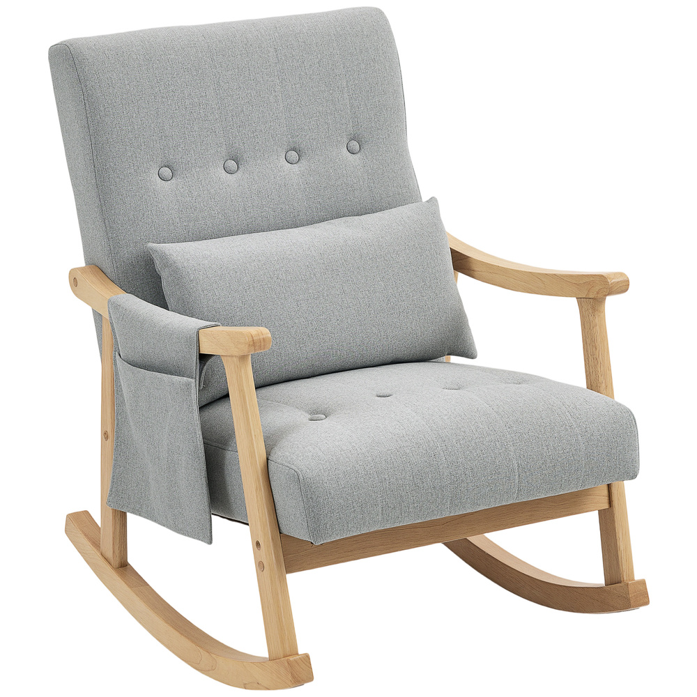 HOMCOM Wood Frame Rocking Accent Chair - Light Grey