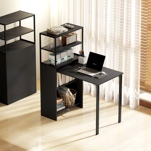 HOMCOM Folding Shelf and Work Table - Black