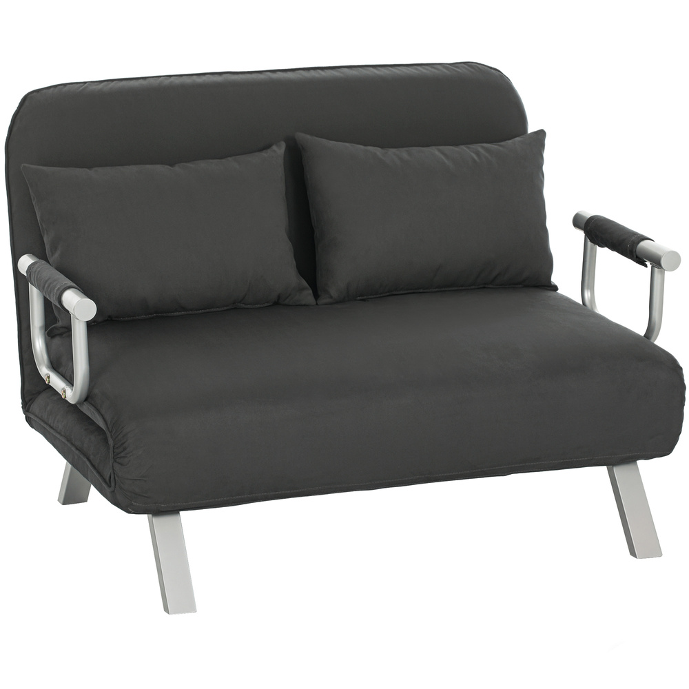 HOMCOM Two-Seater Click-Clack Sofa Bed - Charcoal Grey