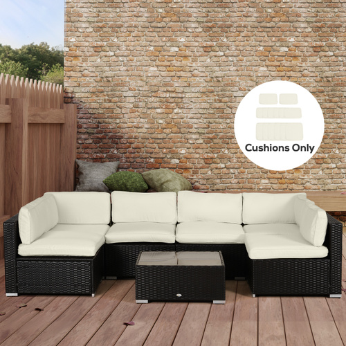 Outsunny Replacement Cushion Covers for Garden Sofa Set, Garden Rattan Sofa Cushion Polyester Cover Replacement Outdoor - No Cushion Included, Cream