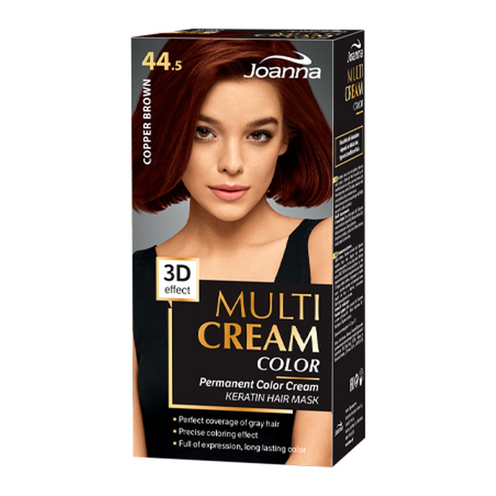 Joanna Multi Cream Color Farba do Włosów z Efektem 3D z Długotrwałym Efektem Nr 44,5 Miedziany Brąz 1 Sztuka