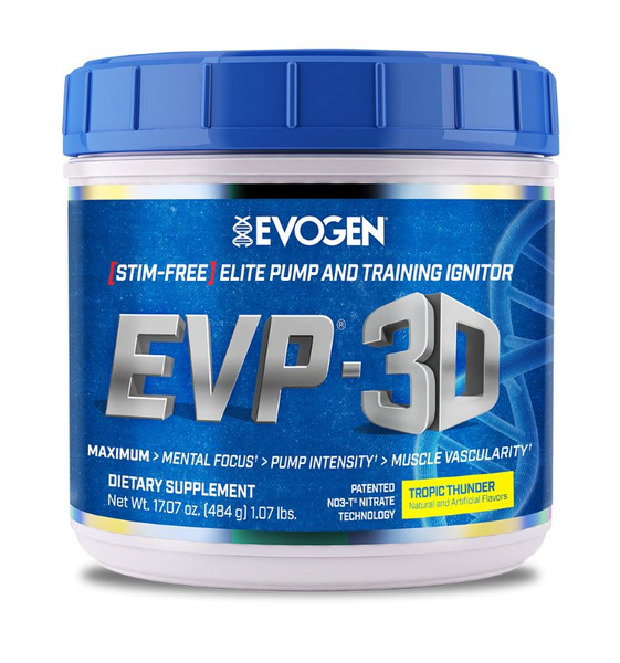Evogen EVP 3D Stimulant-Free Pre-Workout Powder for Pumps and Focus Tropic Thunder 484g