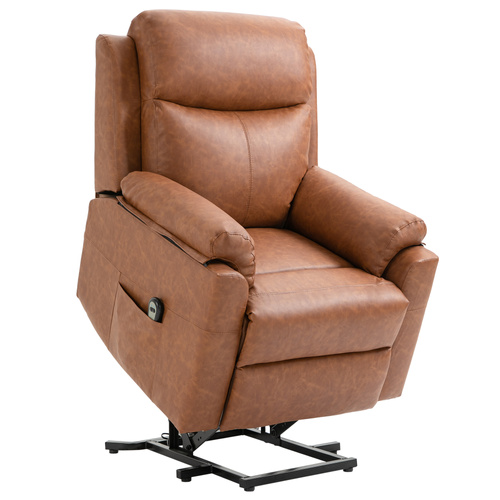 HOMCOM Faux Leather 70° Electric Riser Recliner Chair - Brown