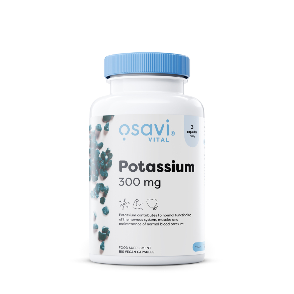 Osavi Potassium 300mg 180 vegan caps for normal blood pressure and muscle function