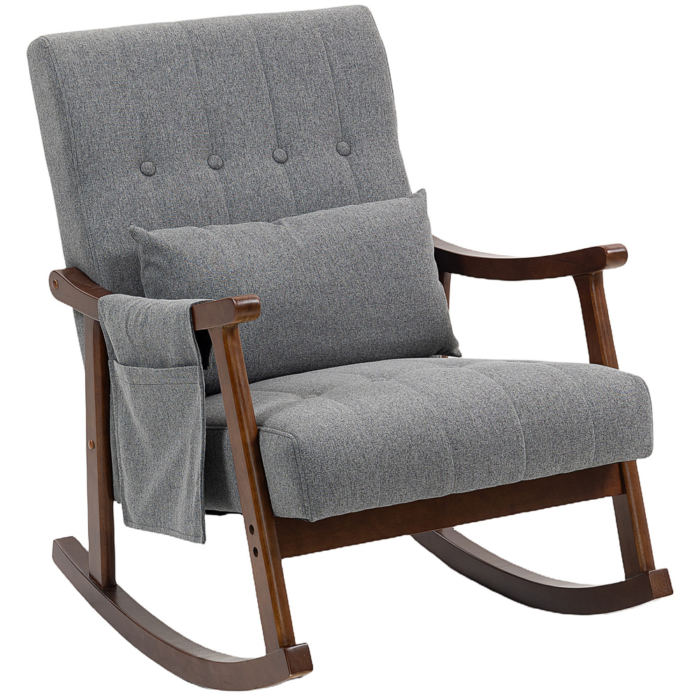 HOMCOM Wood Frame Rocking Accent Chair - Grey