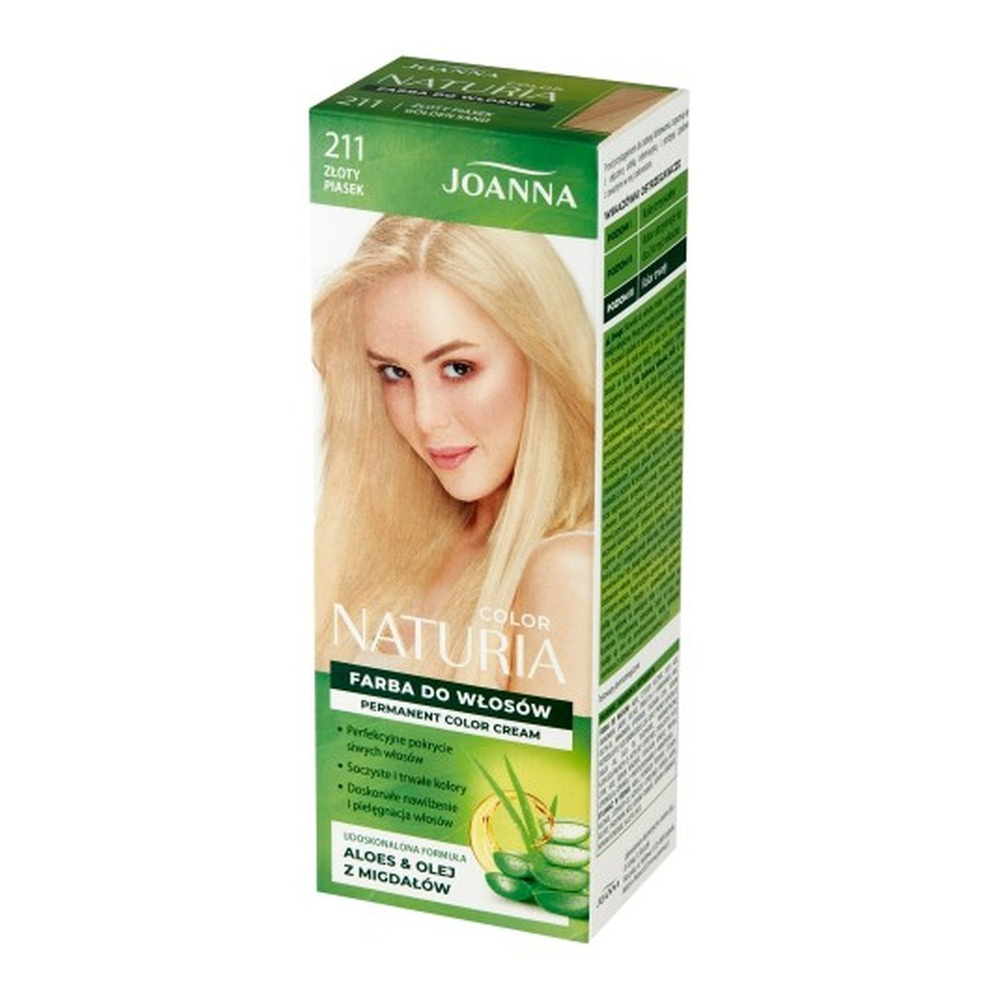 Joanna Naturia Color Trwały Kolor Włosów Farba Pielęgnacja Połysk 211 Złoty Piasek 100ml