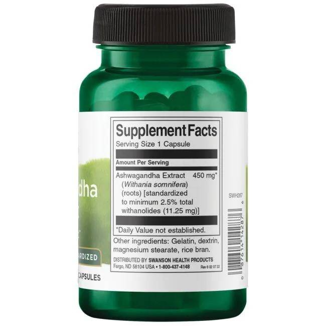 Swanson Ashwagandha Extract 450mg 60 Kapsułek