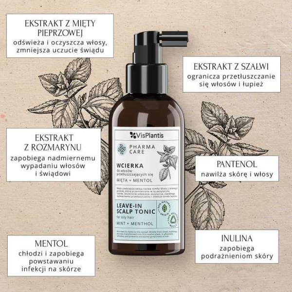 Vis Plantis Pharma Care Lotion for Oily Hair Mint and Menthol 150ml