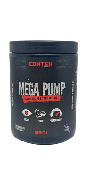 Conteh Sports Mega Pump Stimulant-Free Pre-Workout For Focus and Muscle Pumps 400g