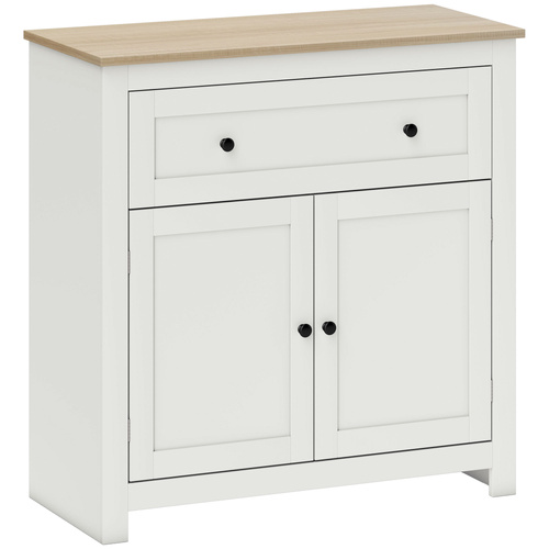 HOMCOM Sideboard Storage Cabinet, Modern Kitchen Cupboard with Adjustable Shelf, Drawer and Double Doors, Cream White