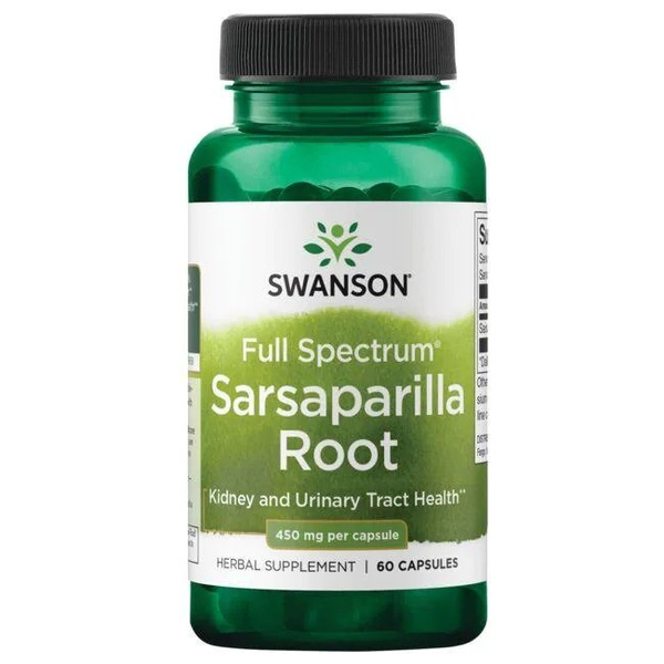 Swanson Full Spectrum Sarsaparilla Root 450mg Kolcorośl Sarsaparyla 60 Kapsułek
