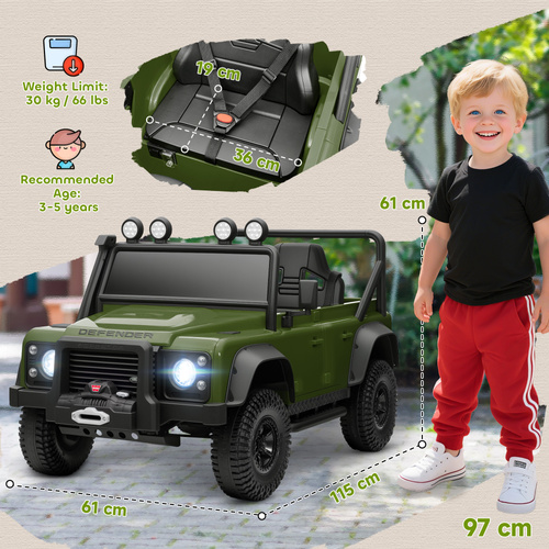 AIYAPLAY Kids Ride On Car with Remote Control, Music, Horn, 4 Spring Suspension Wheels, LED Lights for 3-5 Years Old, Green