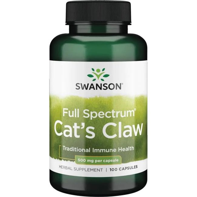 Swanson Cat's Claw 500mg Koci Pazur Wspomaga Układ Immunologiczny 100 Kapsułek