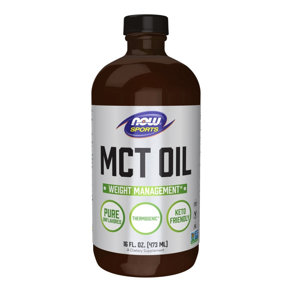 Now Foods MCT Oil Pure Liquid Źródło Natychmiastowej i Trwałej Energii Wspiera Wysiłek Fizyczny i Umysłowy 473ml