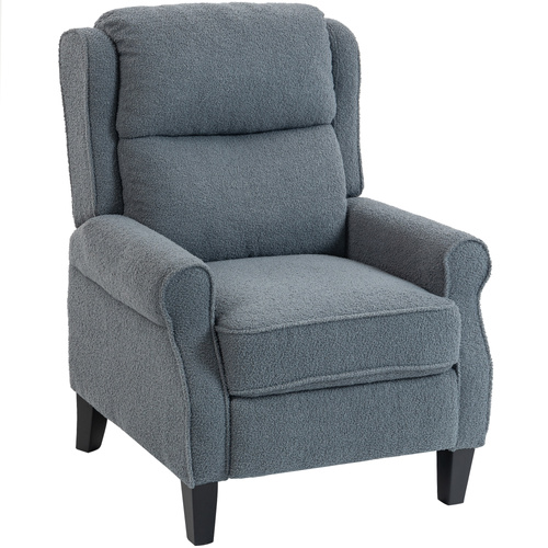 HOMCOM Recliner Armchair with Extended Leg Rest - Grey