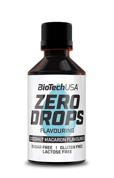 BioTechUSA Zero Drops Kokosowy Makaronik Krople Smakowe Bez Cukru Do Aromatyzowania Żywności i Napojów 50ml