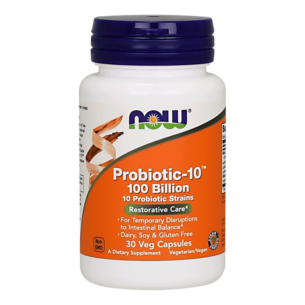 Now Foods Probiotic-10 100 Billion Wsparcie dla Układu Pokarmowego 30 Kapsułek