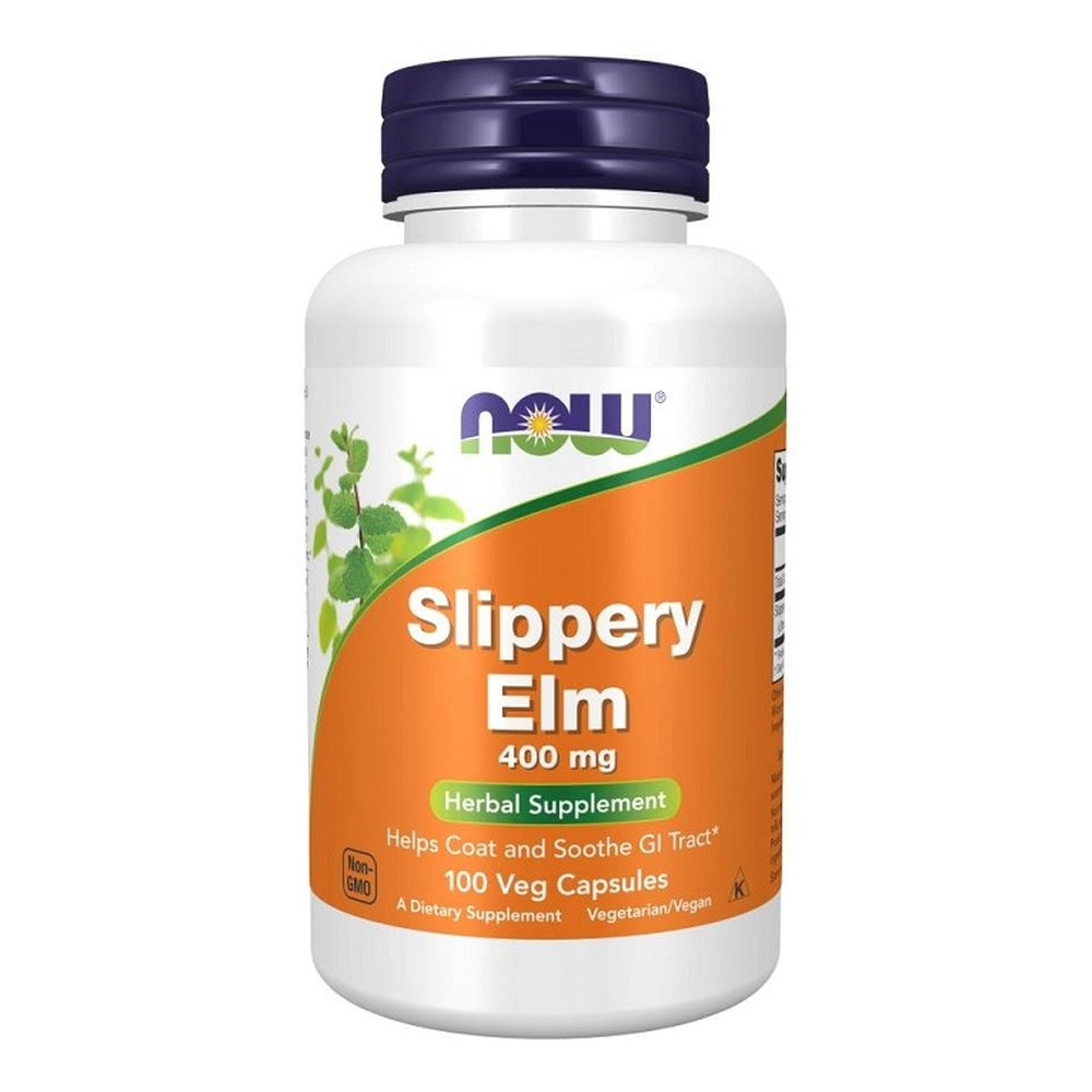 Now Foods Slippery Elm 400mg Powder Wiąz Czerwony Wspiera Układ Pokarmowy 100 Kapsułek