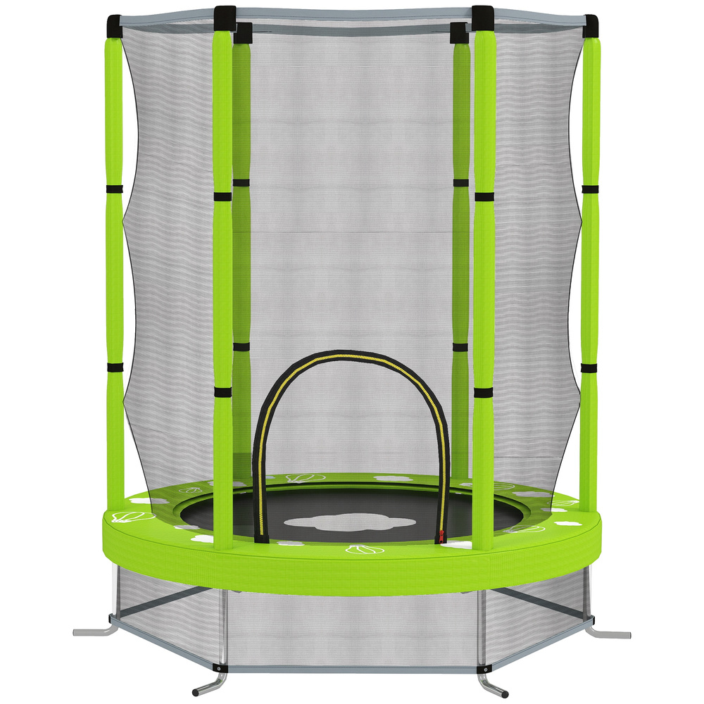 AIYAPLAY 4.6ft Toddler Trampoline w/ Safety Enclosure Net, for Indoor Outdoor Use, Ages 3-6 Years, Green