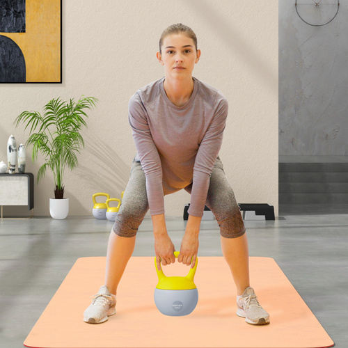 SPORTNOW 10KG Soft Kettlebell, Kettlebell with Non-Slip Handle for Home Gym, Weight Lifting, Strength Training, Yellow/Grey