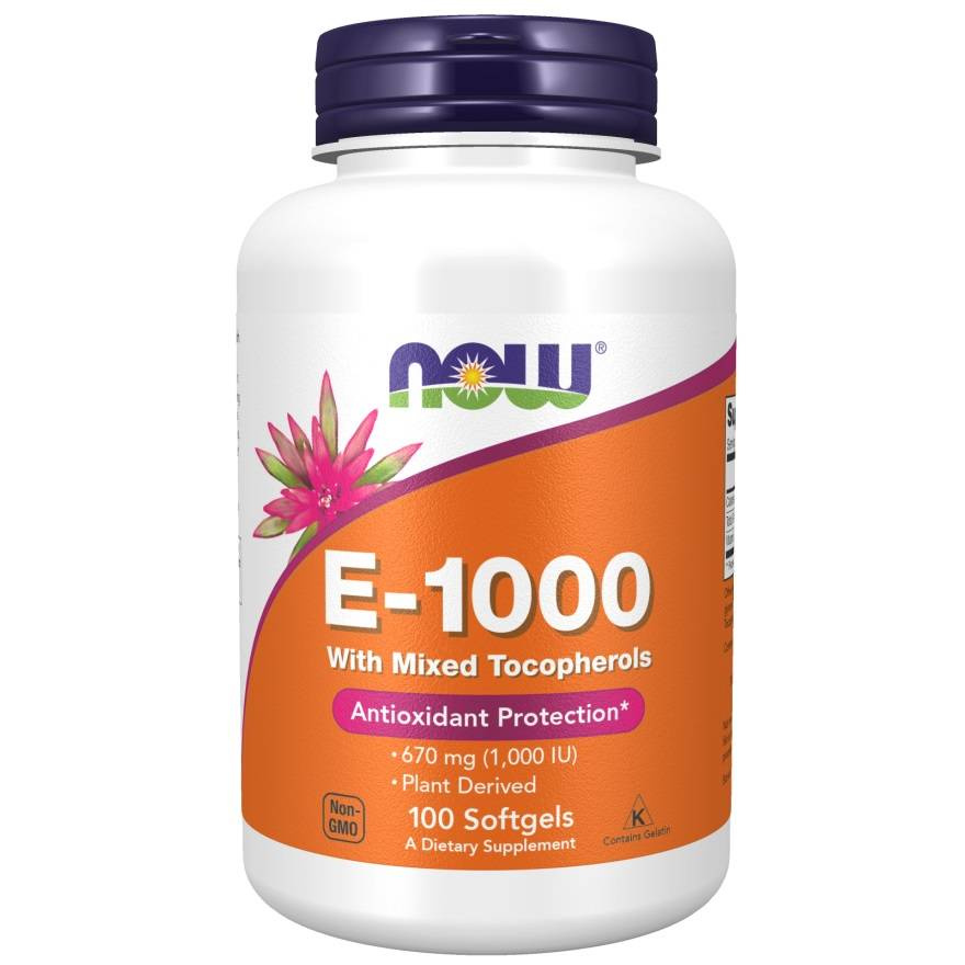 Now Foods Vitamin E-1000 Natural Mixed Tocopherols Supports Immunity 100 Softgels