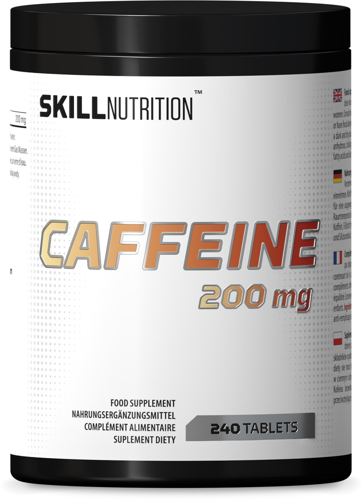 Skill Nutrition Caffeine 200mg Tablets for Energy and Focus 240 Tabs