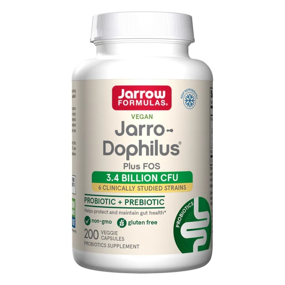Jarrow Formulas Jarro-Dophilus and FOS Synbiotic for Gut Health 200 Vcaps