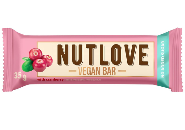 Allnutrition Nutlove Vegan Bar No Added Sugar Cranberry 15x35g