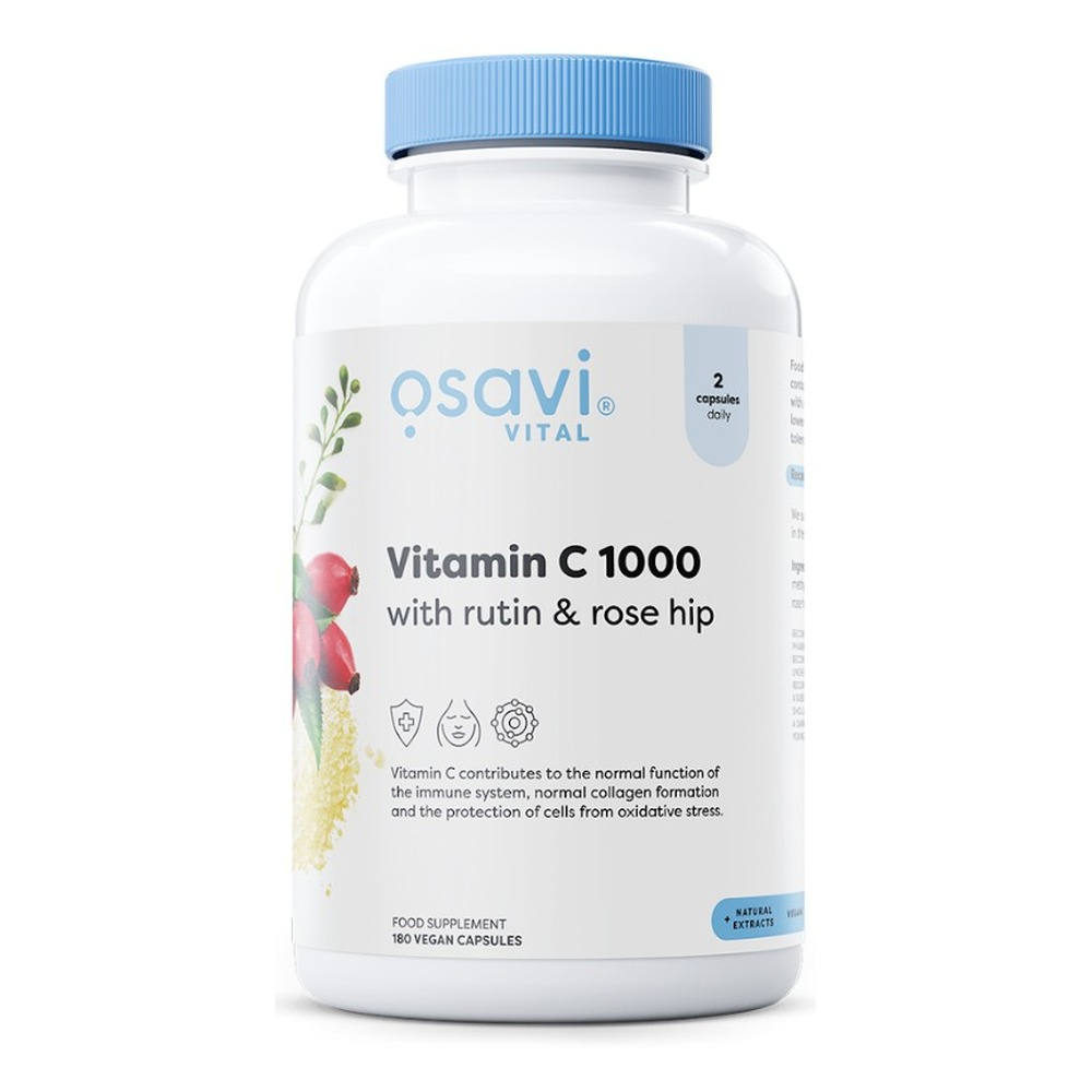 Osavi Vitamin C 1000 with Rutin and Rose Hip for Immune Support 180 Vegan Caps