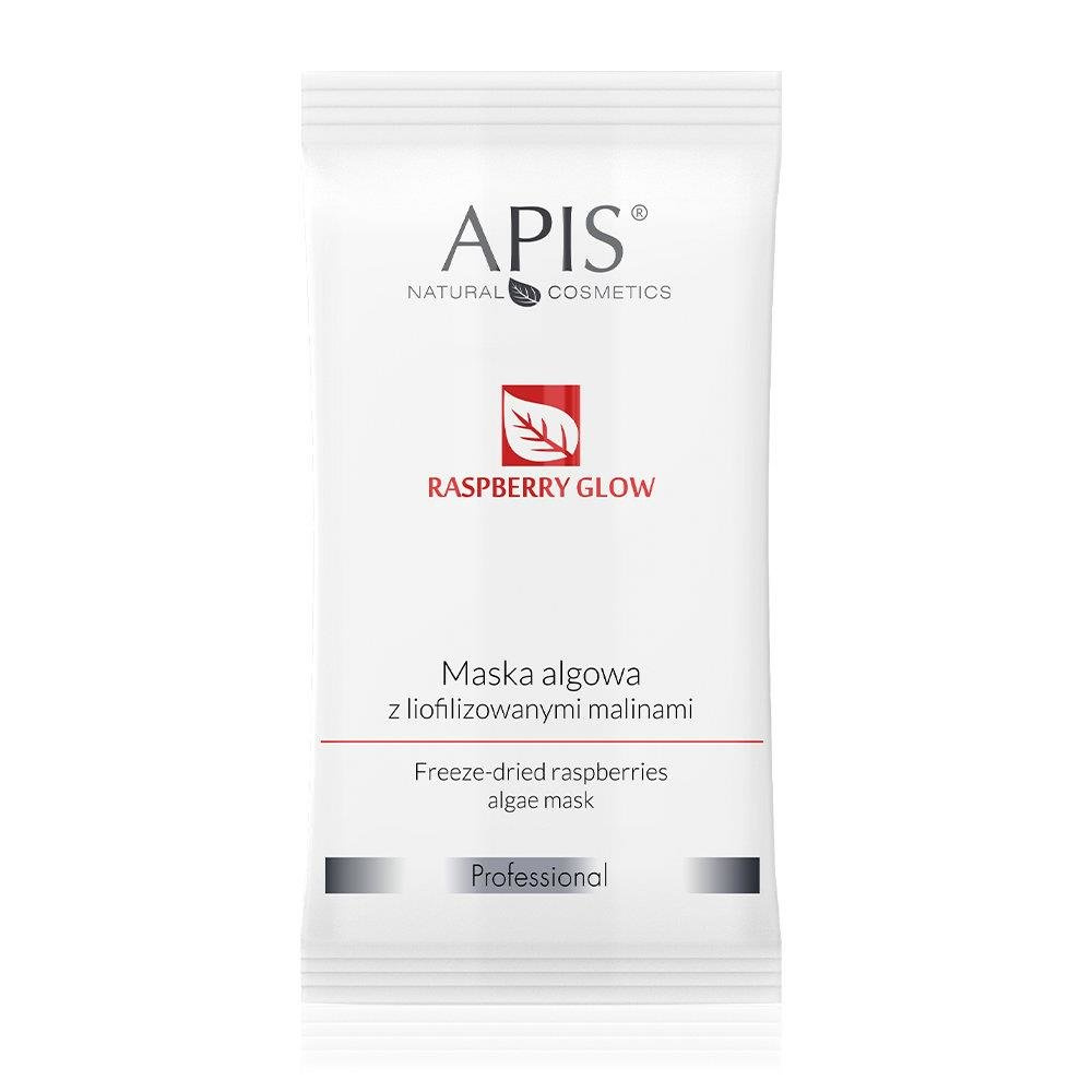 Apis Professional Raspberry Glow Algae Mask with Freeze-Dried Raspberries for Dry and Dehydrated Skin 20g
