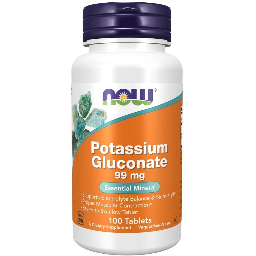 Now Foods Potassium Gluconate 99mg Glukonian Potasu Wspomaga Zdrowie Mięsni 100 Tabletek