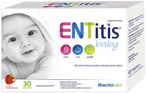 ENTitis Baby o Smaku Truskawkowym dla Niemowląt powyżej 6 Miesiąca Życia o Smaku Truskawkowym 30 Saszetek