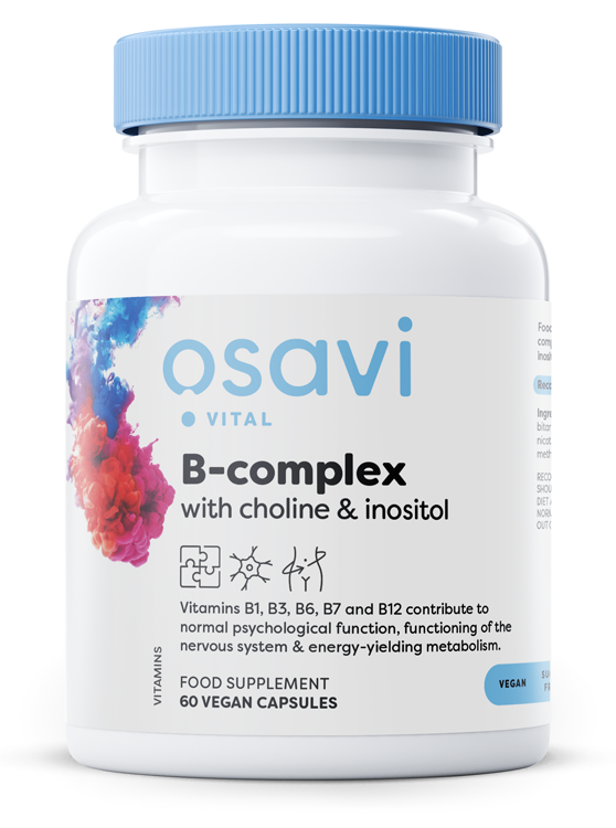 Osavi B-Complex with Choline and Inositol 60 vegan caps for energy and nervous system support